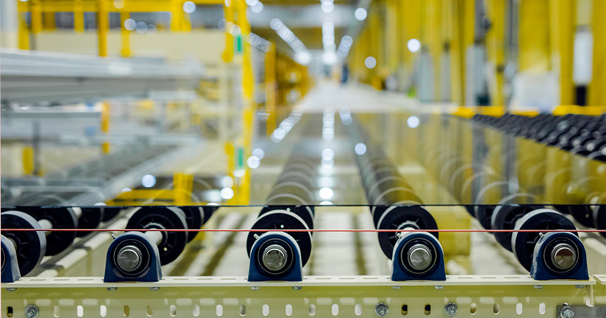 Float glass in a chain